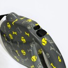 Рулетка "Лапа", 5 м, до 35 кг, принт лапки/кострочки/мячи, серая - Фото 2