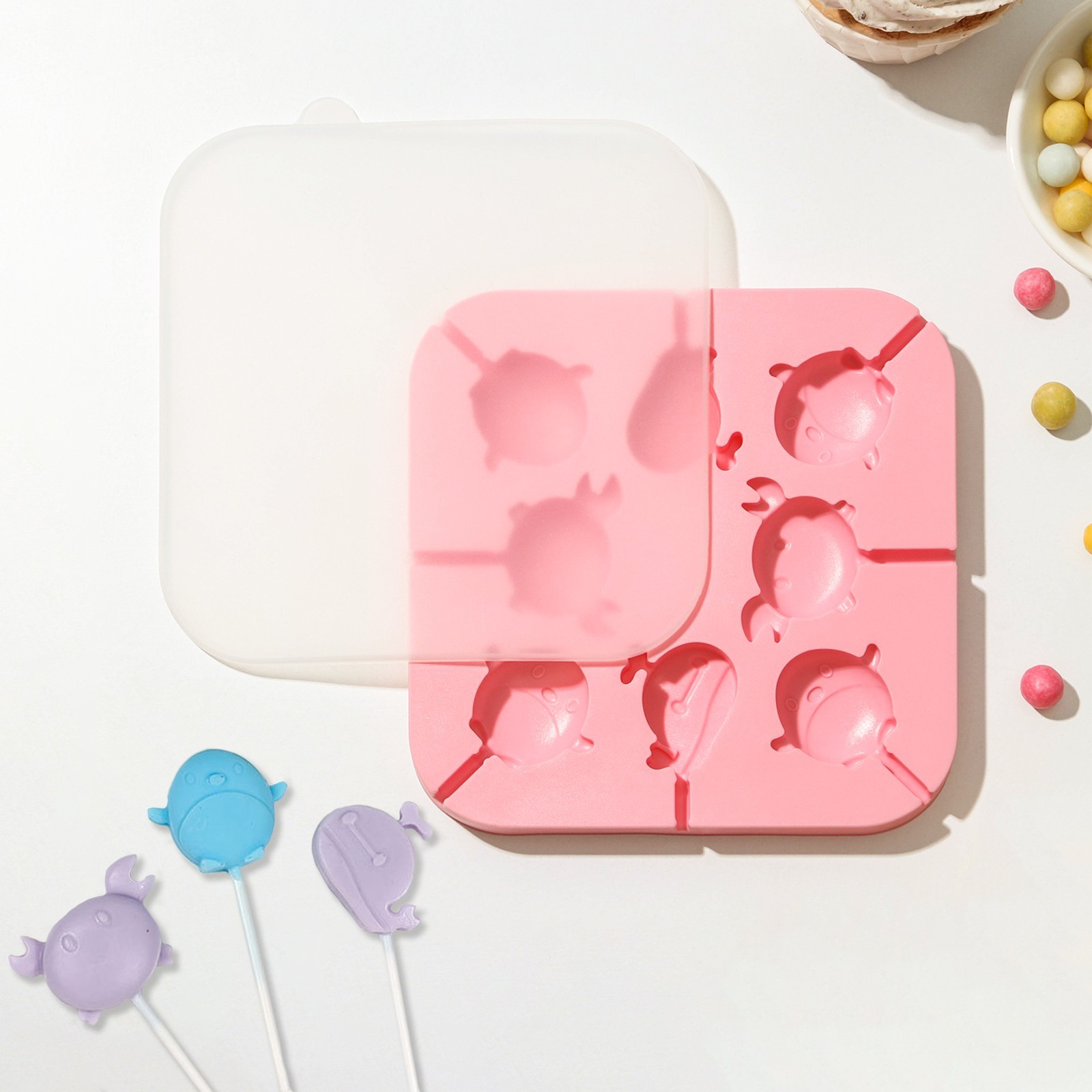 Форма силиконовая для леденцов «Морские друзья», 13×13×1,3 см, 8 ячеек ...