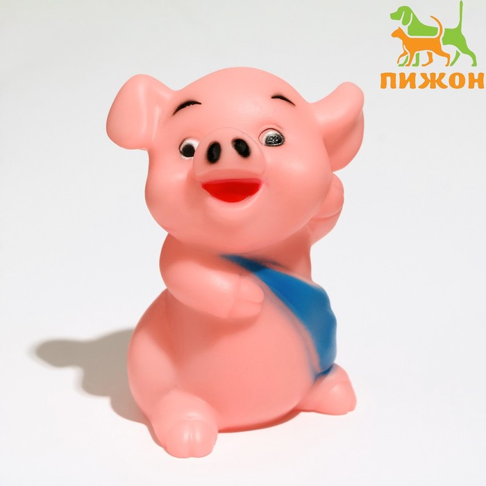 Игрушка пищащая "Веселая свинка - Обжорка" для собак, 9 см - Фото 1
