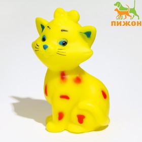 Игрушка пищащая 'Кошечка' для собак, 10 см, жёлтая