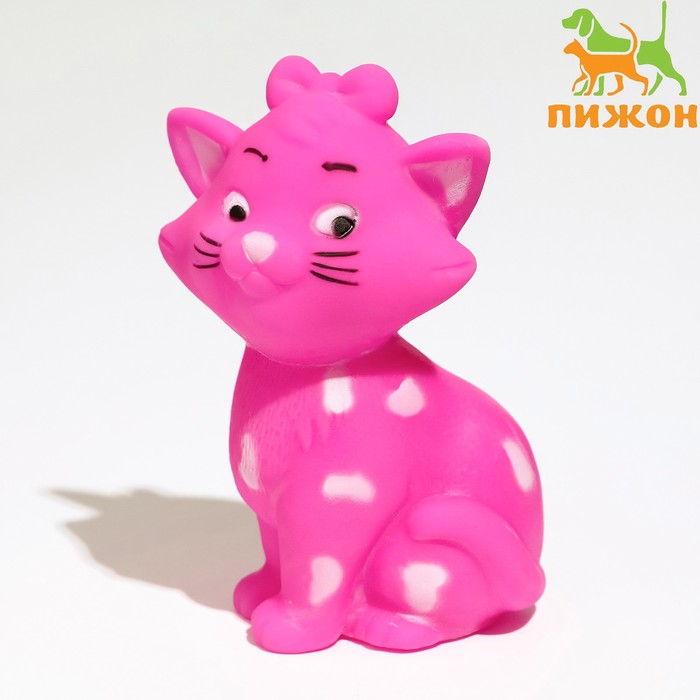Игрушка пищащая "Кошечка" для собак, 10 см, розовая - Фото 1