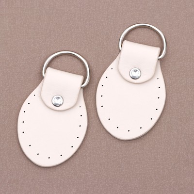 Петля пришивная для сумки, с полукольцом, пара, 7.5×4 см, цвет молочный, серебряный