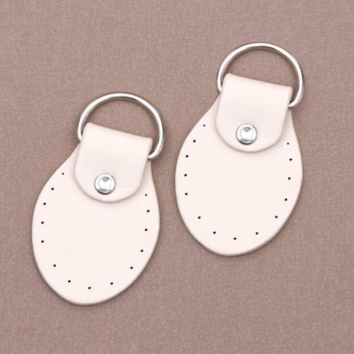 Петля пришивная для сумки, с полукольцом, пара, 7.5×4 см, цвет молочный, серебряный - Фото 1