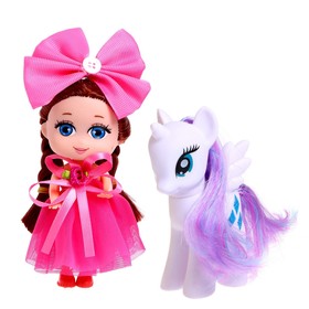Кукла с пони «Сказочный пони», фиолетовая, в пакете