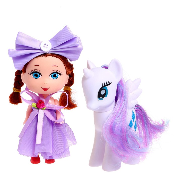 Кукла с пони «Сказочный пони», фиолетовая, в пакете - фото 1908838716
