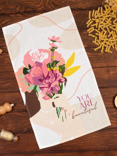 Кухонное полотенце «Доляна» You are beautiful, 35×60 см, 100% хлопок, 160 г/м²
