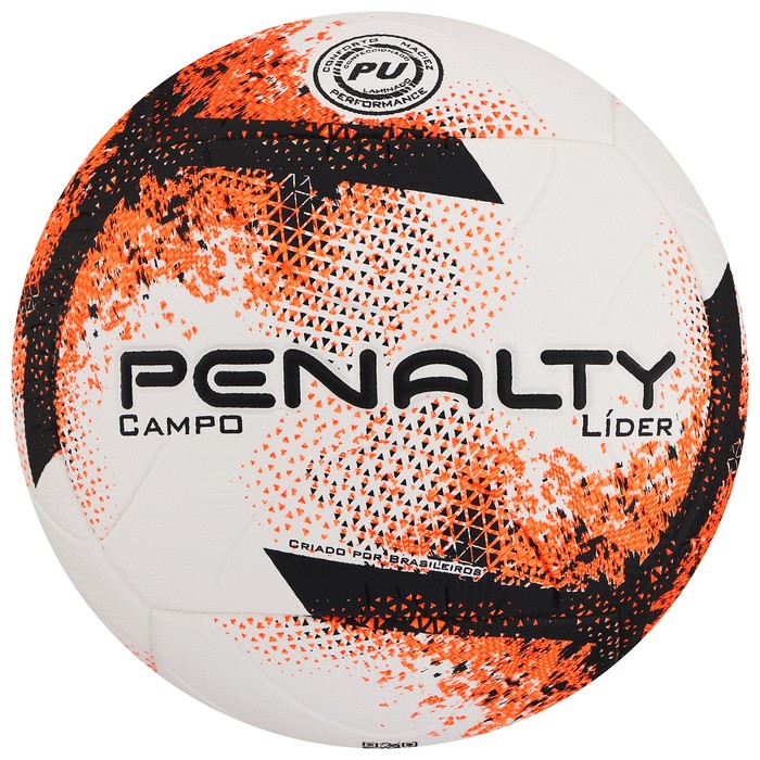 Мяч футбольный PENALTY BOLA CAMPO LIDER XXI, размер 5, PU, термосшивка, цвет белый/оранжевый/чёрный - Фото 1
