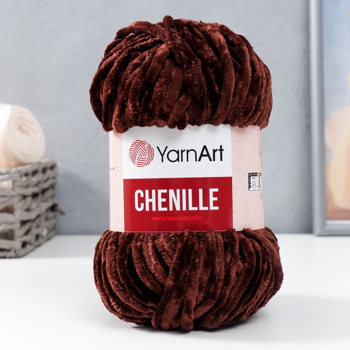 Пряжа для вязания спицами, крючком YarnArt, Chenille, 100% микрополиэстер, 90 м/100 г, (575 шоколад) - Фото 1