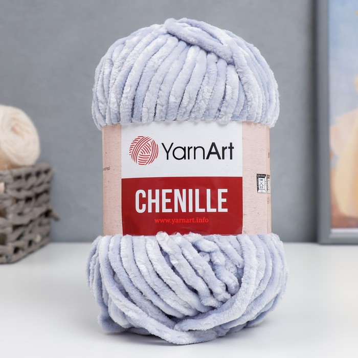 Пряжа для вязания спицами, крючком YarnArt, Chenille, 100% микрополиэстер 90 м/100 г, (576 бледно голубой) - Фото 1