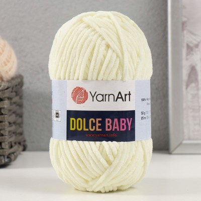 Плюшевая пряжа для вязания спицами, крючком YarnArt, Dolce Baby, 100% микрополиэстер, 85 м/50 г, (745 сливочный)
