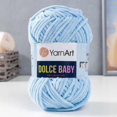 Плюшевая пряжа для вязания спицами, крючком YarnArt, Dolce Baby, 100% микрополиэстер, 85 м/50 г, (749 голубой)
