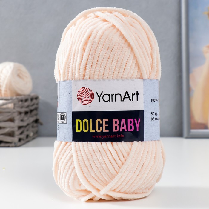 Пряжа для вязания спицами, крючком YarnArt, Dolce Baby, 100% микрополиэстер, 85 м/50 г, (779 св. персик) - Фото 1