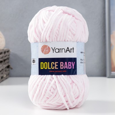 Плюшевая пряжа для вязания спицами, крючком YarnArt, Dolce Baby, 100% микрополиэстер, 85 м/50 г, (781 св. розовый)