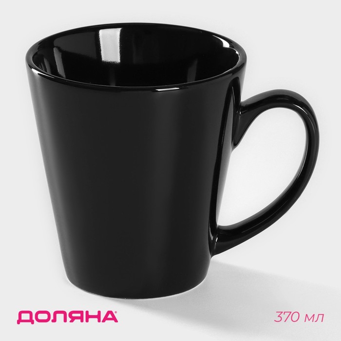 Кружка керамическая Доляна Coffee break, 370 мл, цвет чёрный - Фото 1