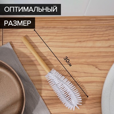 Ёрш - щётка для посуды Meli, бамбуковая ручка, 30×7 см