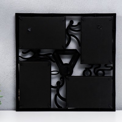 Фоторамка пластик на 4 фото 10х15 см "Спорт" чёрный 33х34,5 см