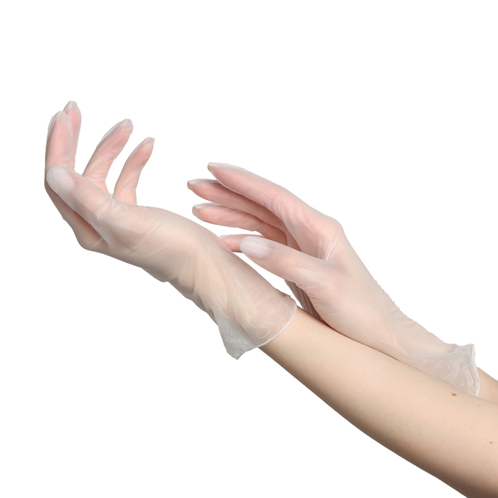 Перчатки виниловые, неопудренные, нестерильные, размер S, 50 пар, прозрачные - Фото 1