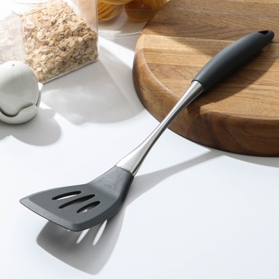 Лопатка с прорезями Доляна «Дождь», 35.5×7.7 см, серая
