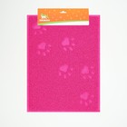 Коврик 2-в-1 под миску/туалет животных "Следы", 40 х 30 см, розовый - фото 26131447