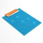 Коврик 2-в-1 под миску/туалет животных "Следы", 40 х 30 см, голубой - фото 22468320