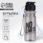 Бутылка для воды пластиковая No limits, 500 мл, чёрная - Фото 1