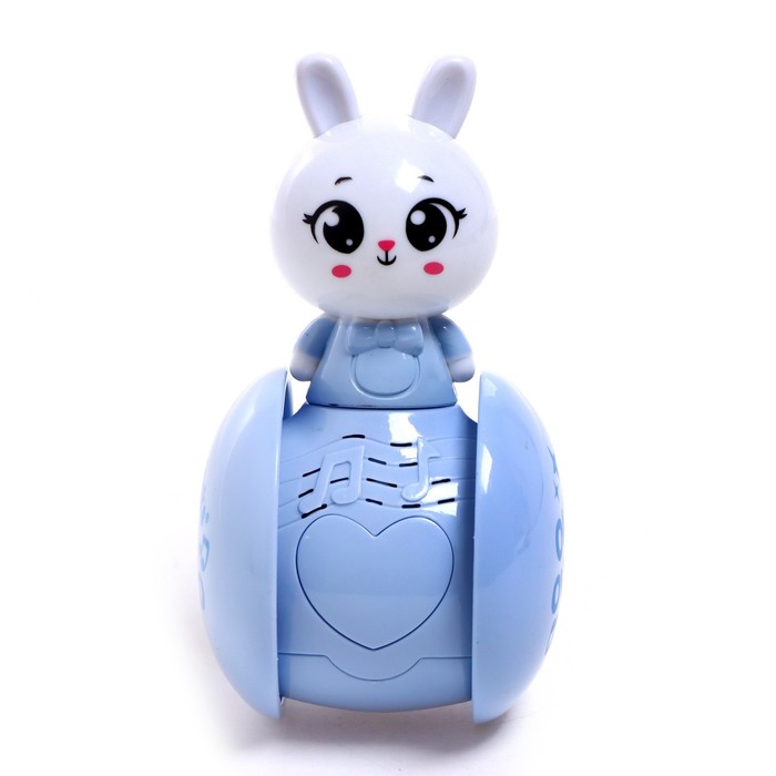 Развивающая игрушка музыкальная неваляшка «Милый зайчик», голубой - фото 1888252853