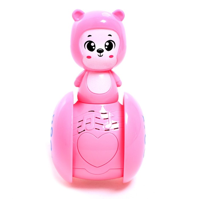 Развивающая игрушка музыкальная неваляшка «Мишка Роро», розовый - фото 1907378267