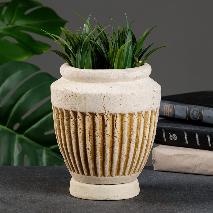 Фигурное кашпо для цветов «Дионисий», 2.5 л, 16×19×16 см, шамот, бежевое - Фото 1