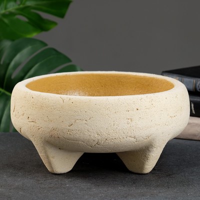 Декоративное кашпо для цветов «Плошка», 3 л, 28×13×28 см, керамическое, цвет слоновая кость