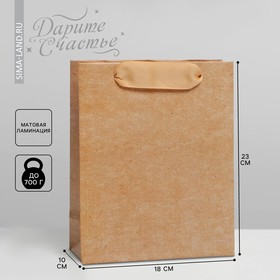 Пакет подарочный ламинированный, упаковка, «Крафтовый», MS 18 х 23 х 10 см