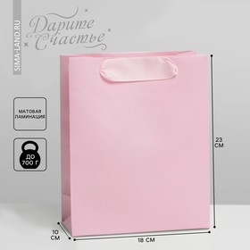 Пакет подарочный ламинированный, упаковка, «Розовый», MS 18 х 23 х 10 см