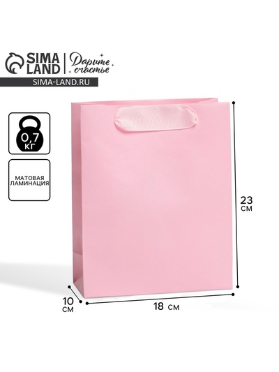 Пакет подарочный ламинированный, упаковка, «Розовый», MS 18×23×10 см