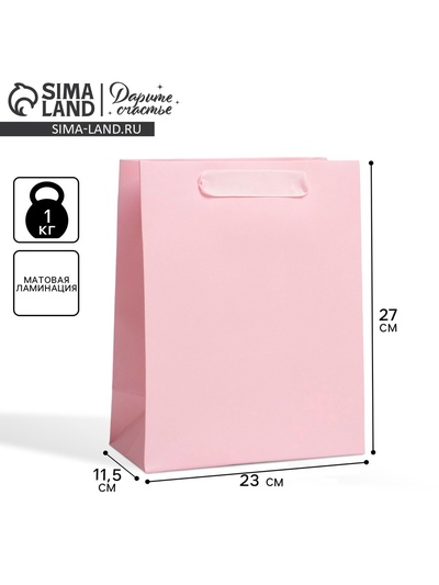 Пакет подарочный ламинированный, упаковка, «Розовый», ML 23×27×11.5 см