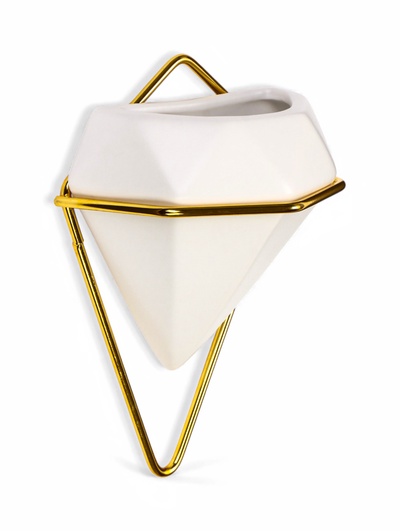 Кашпо настенное с металлическим креплением, 100 мл, керамика, белое