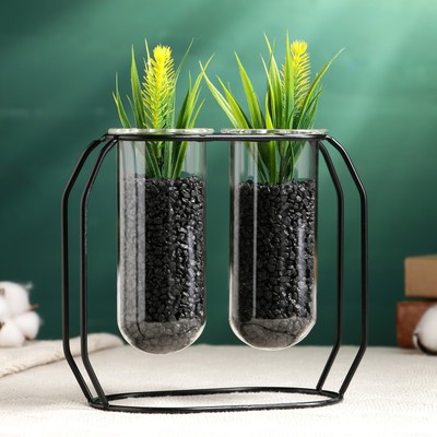 Набор фигурных кашпо для цветов, 200 мл, стекло, на металлической подставке