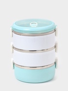 Ланч бокс TAKE IT EASY «Милави», 1.5 л, 3 уровня, сохраняет тепло 2 ч, нержавеющая сталь, белый, голубой - Фото 2