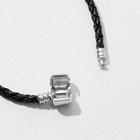 Браслет для шармов «Бусинка», основа, чёрная в серебре, 20 см - Фото 2