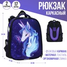 Рюкзак каркасный 38 х 30 х 16 см, эргономичная спинка, Calligrata Probag "Единорог" (школьный, с ситемой роста) 7574271 - фото 9571511