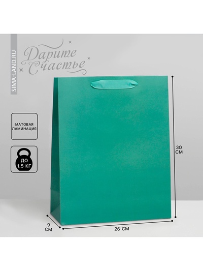 Пакет подарочный ламинированный «Тиффани», M, 25.5×32×12 см, однотонный