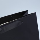 Пакет подарочный ламинированный, упаковка, «Чёрный», M 26 х 30 х 9 см - Фото 4