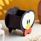 Кашпо деревянное "Пингвин" 15,5х10,5х14,5 см черный/белый - фото 42617985