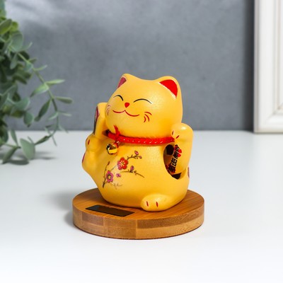 Маятник настольный антистресс «Манэки-нэко с веером и сакурой», керамика, от солнечных батарей, 10×10×12 см