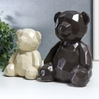 Сувенир керамика 3D "Медвежата" матовый шоколад и сливки набор 2 шт 18,5х12х14,5 см - фото 21488159