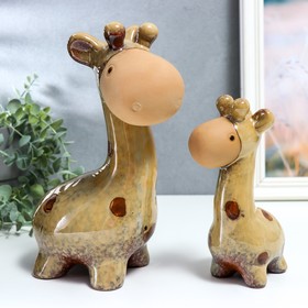 Сувенир керамика "Пятнистые жирафики" набор 2 шт 17х8х10 25х10х14 см