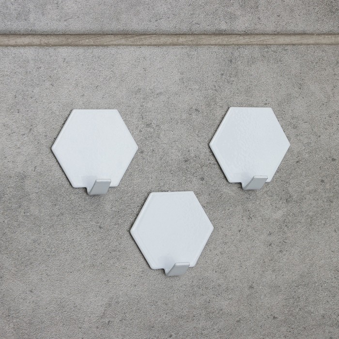 Крючки самоклеящиеся «Геометрик. Шестиугольник», 3 шт, цвет МИКС - Фото 1