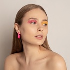 Серьги акриловые «Тренд» рамка, цвет ярко-малиновый - Фото 2