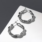 Серьги-кольца «Две линии» объятие, цвет серебро, d=2,5 см - Фото 2