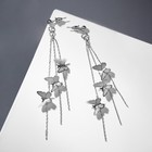 Серьги висячие «Бабочки и цепочки», цвет серебро, 9 см - Фото 2