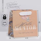 Пакет подарочный крафтовый квадратный, упаковка, «Dream», 14 х 14 х 9 см - фото 7484560