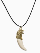 Кулон унисекс «Клык льва», цвет белый в чернёном золоте на чёрном шнурке, 45 см - Фото 1